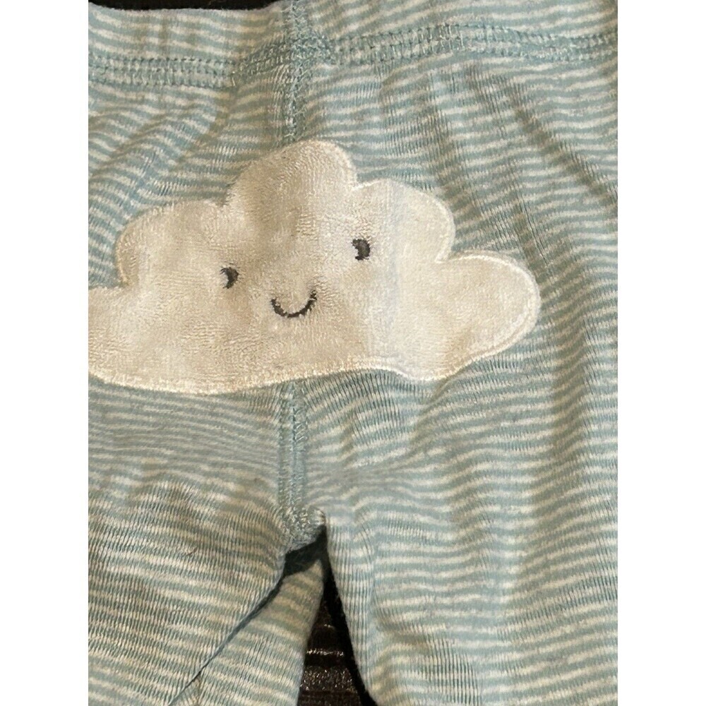 Carter’s 3 Month Baby  Joggers Green Striped with Cloud on the Booty - Picture 3 of 4